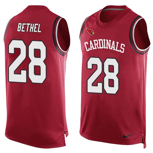 Nike Cardinals #28 Justin Bethel Red Team Color Men's Stitched NFL Limited Tank Top Jersey